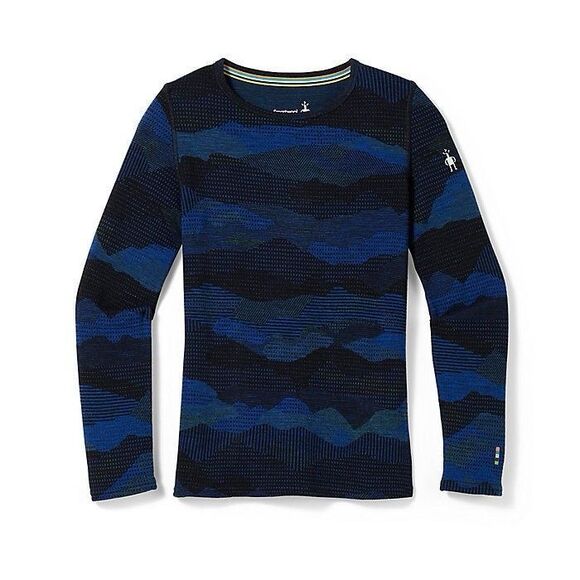SMARTWOOL Kids' Classic Thermal Merino Base Layer Pattern Crew | BLUEBERRY HILL - Picture 1 of 6
